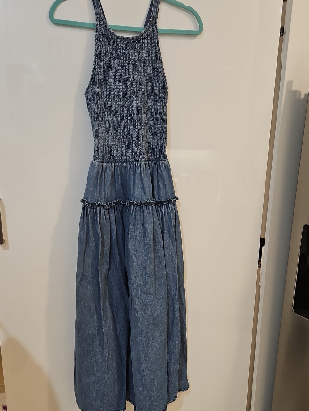 Avex Les Filles Denim Smocked Maxi Dress